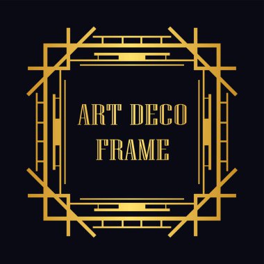 Art Deco tarzında Vintage ve retro altın çerçeve. Tasarım şablonu