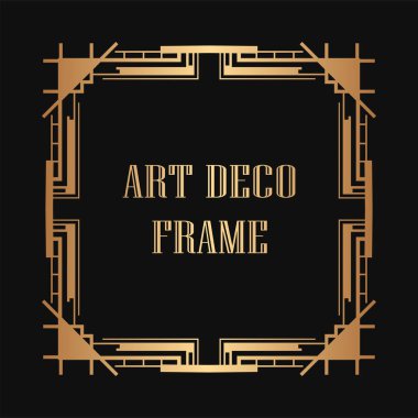 Art Deco tarzında Vintage ve retro altın çerçeve. Tasarım şablonu