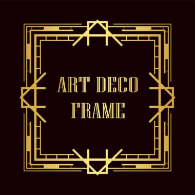 Art Deco tarzında Vintage ve retro altın çerçeve. Tasarım şablonu