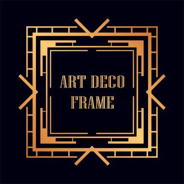 Art Deco tarzında Vintage ve retro altın çerçeve. Tasarım şablonu