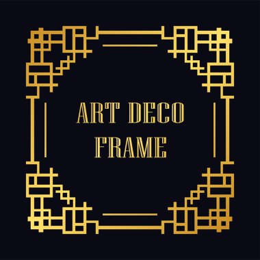 Art Deco tarzında Vintage ve retro altın çerçeve. Tasarım şablonu