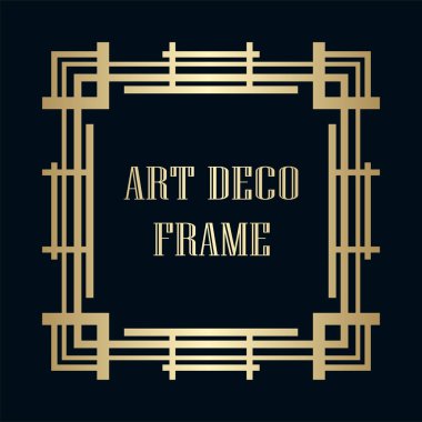 Art Deco tarzında Vintage ve retro altın çerçeve. Tasarım şablonu