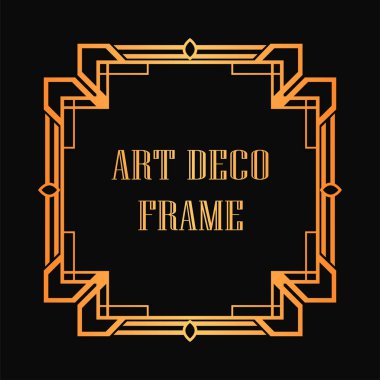Art Deco tarzında Vintage ve retro altın çerçeve. Tasarım şablonu