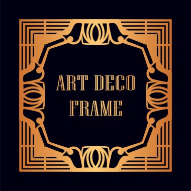 Art Deco tarzında Vintage ve retro altın çerçeve. Tasarım şablonu