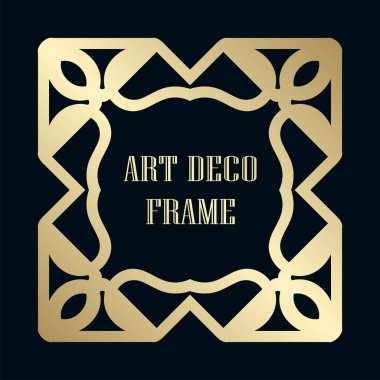Art Deco tarzında Vintage ve retro altın çerçeve. Tasarım şablonu