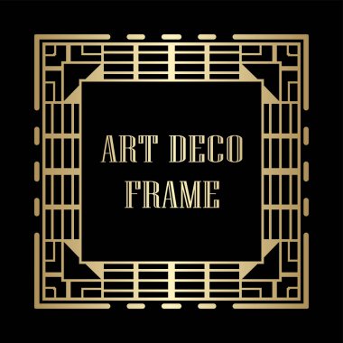 Art Deco tarzında Vintage ve retro altın çerçeve. Tasarım şablonu
