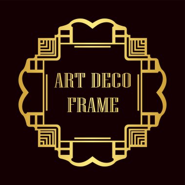 Art Deco tarzında Vintage ve retro altın çerçeve. Tasarım şablonu