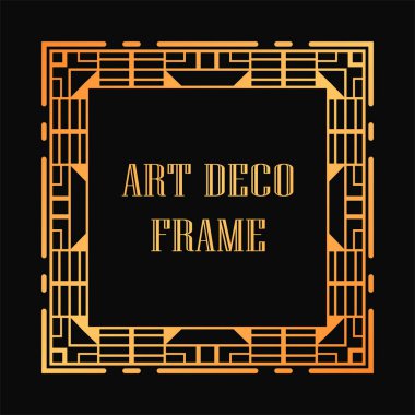 Art Deco tarzında Vintage ve retro altın çerçeve. Tasarım şablonu