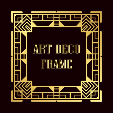 Art Deco tarzında Vintage ve retro altın çerçeve. Tasarım şablonu