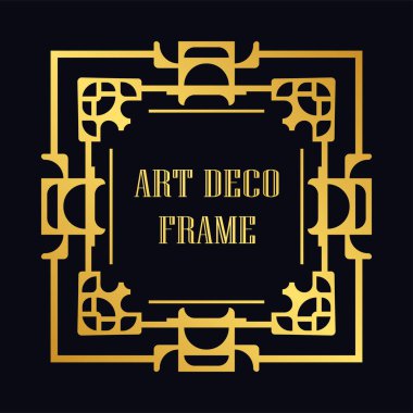 Art Deco tarzında Vintage ve retro altın çerçeve. Tasarım şablonu