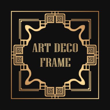 Art Deco tarzında Vintage ve retro altın çerçeve. Tasarım şablonu