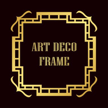 Art Deco tarzında Vintage ve retro altın çerçeve. Tasarım şablonu