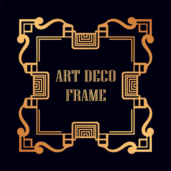 Vintage retro gouden frame in Art decostijl. Sjabloon voor ontwerp — Stockvector