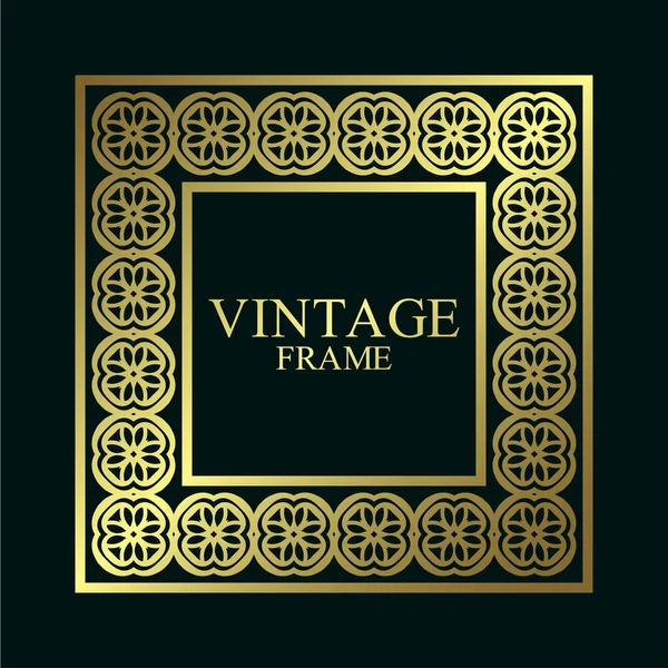 Vintage ornamental golden retro frame. Template for design. Vector illustration — Stock Vector