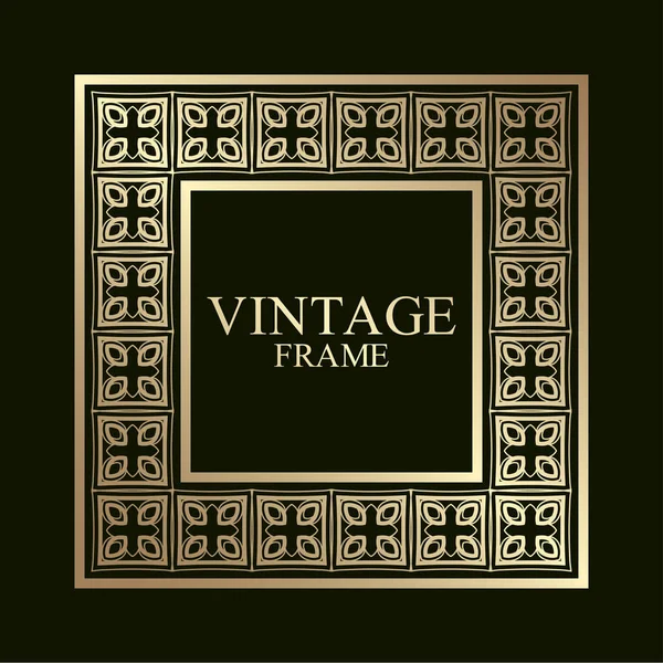 Vintage ornamental golden retro frame. Template for design. Vector illustration — Stock Vector