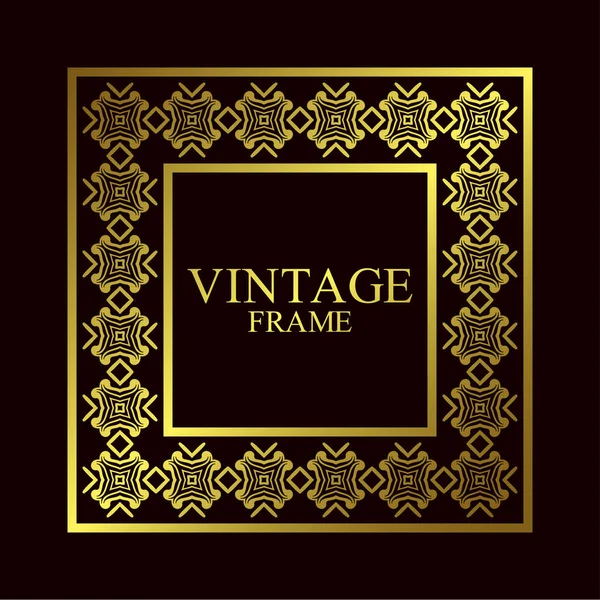 Vintage ornamental golden retro frame. Template for design. Vector illustration — Stock Vector