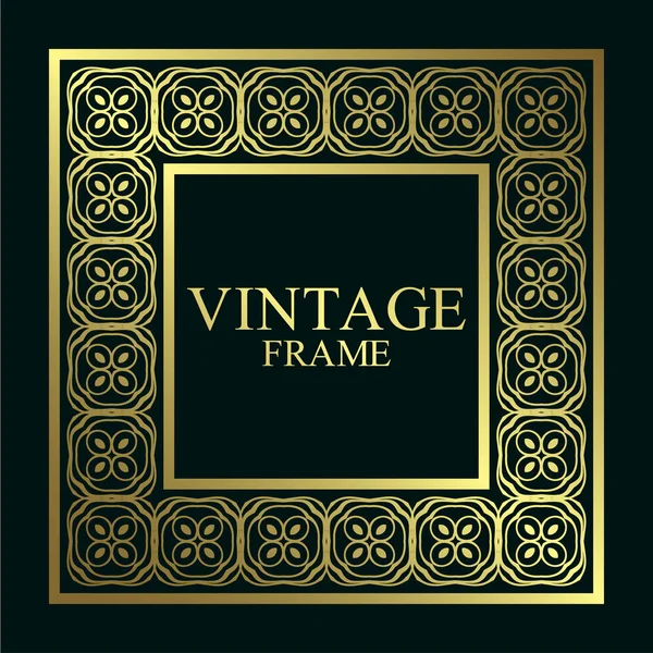 Vintage decoratieve gouden retro frame. Sjabloon voor het ontwerp. Vectorillustratie — Stockvector