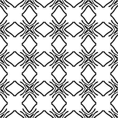 Soyut geometrik Dikişsiz siyah-beyaz desen. Tasarım şablonu. Vektör çizim