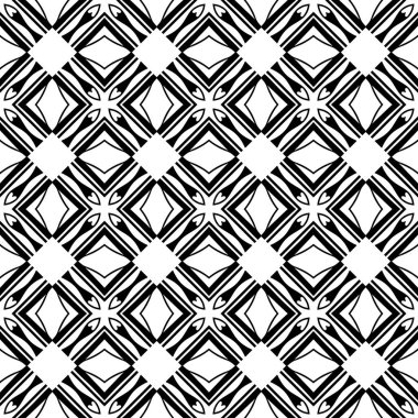Soyut geometrik Dikişsiz siyah-beyaz desen. Tasarım şablonu. Vektör çizim