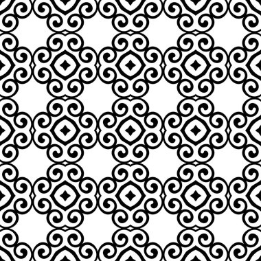 Soyut geometrik Dikişsiz siyah-beyaz desen. Tasarım şablonu. Vektör çizim