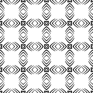 Soyut geometrik Dikişsiz siyah-beyaz desen. Tasarım şablonu. Vektör çizim
