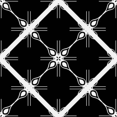 Soyut geometrik Dikişsiz siyah-beyaz desen. Tasarım şablonu. Vektör çizim
