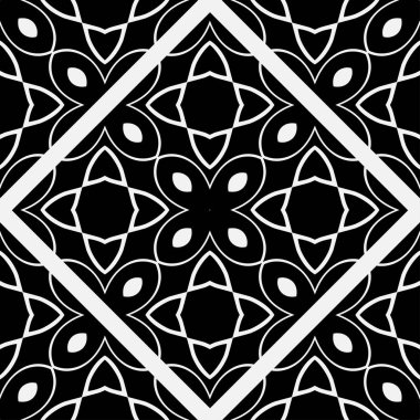 Soyut geometrik Dikişsiz siyah-beyaz desen. Tasarım şablonu. Vektör çizim