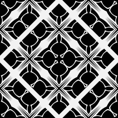 Soyut geometrik Dikişsiz siyah-beyaz desen. Tasarım şablonu. Vektör çizim