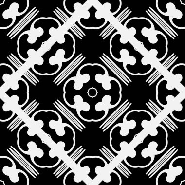 Soyut geometrik Dikişsiz siyah-beyaz desen. Tasarım şablonu. Vektör çizim