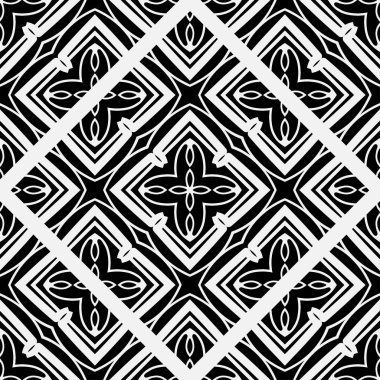 Soyut geometrik Dikişsiz siyah-beyaz desen. Tasarım şablonu. Vektör çizim