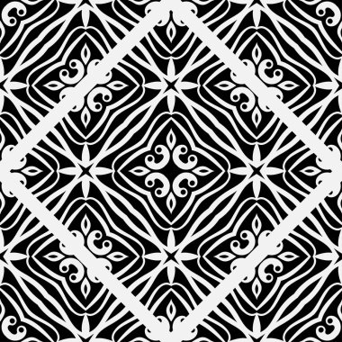 Soyut geometrik Dikişsiz siyah-beyaz desen. Tasarım şablonu. Vektör çizim