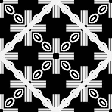 Soyut geometrik Dikişsiz siyah-beyaz desen. Tasarım şablonu. Vektör çizim