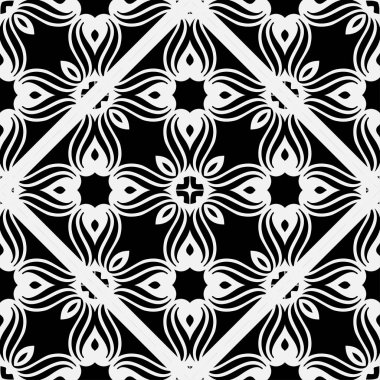 Soyut geometrik Dikişsiz siyah-beyaz desen. Tasarım şablonu. Vektör çizim