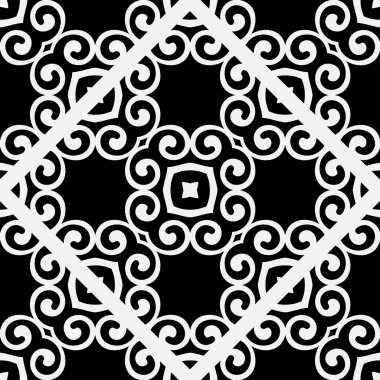 Soyut geometrik Dikişsiz siyah-beyaz desen. Tasarım şablonu. Vektör çizim