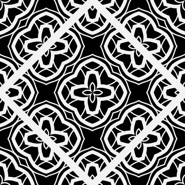 Абстрактный геометрический бесшовный черно-белый узор. Шаблон для дизайна. Векторная иллюстрация — стоковый вектор