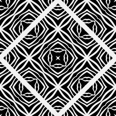 Soyut geometrik Dikişsiz siyah-beyaz desen. Tasarım şablonu. Vektör çizim