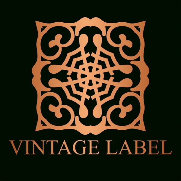 Vintage ornamental goldene Logo-Vorlage mit Text. Vektorillustration — Stockvektor