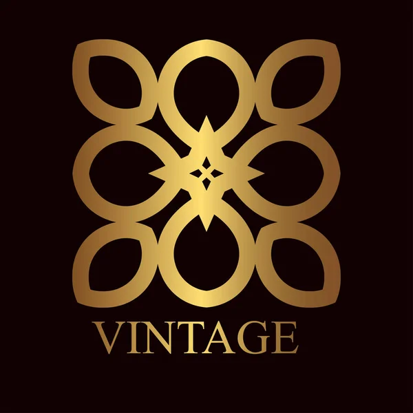 Vintage decoratieve gouden logo sjabloon met tekst. Vectorillustratie — Stockvector