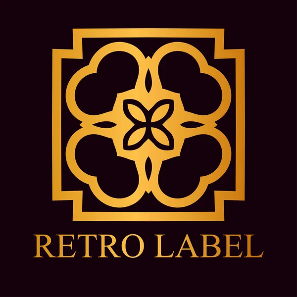 Plantilla de logotipo dorado ornamental vintage con texto. Ilustración vectorial — Archivo Imágenes Vectoriales
