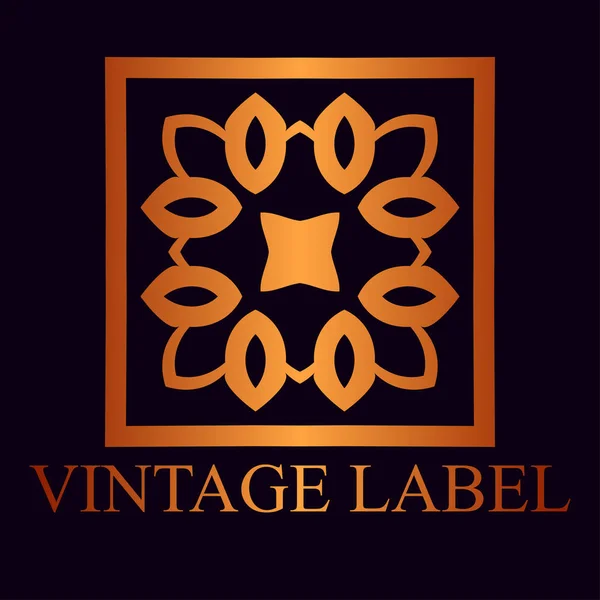 Vintage modello logo dorato ornamentale con testo. Illustrazione vettoriale — Vettoriale Stock
