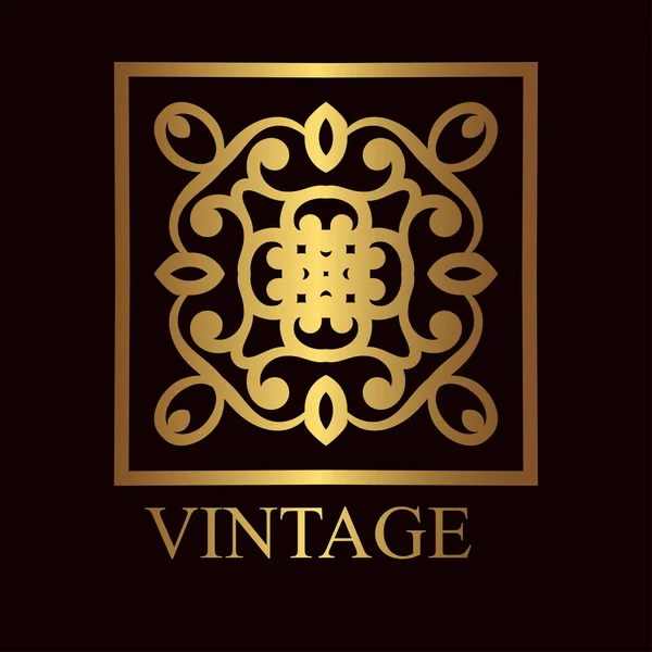 本文ヴィンテージの装飾用の金色のロゴのテンプレートです。ベクトル図 — ストックベクタ