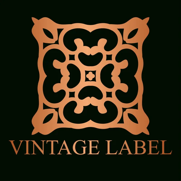 Vintage modello logo dorato ornamentale con testo. Illustrazione vettoriale — Vettoriale Stock