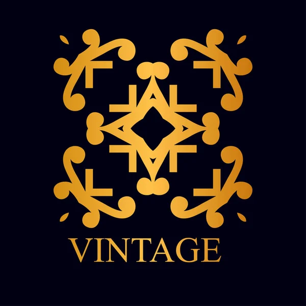 Vintage ornamental goldene Logo-Vorlage mit Text. Vektorillustration — Stockvektor