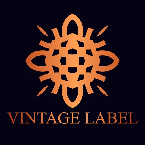 Modelo de logotipo dourado ornamental vintage com texto. Ilustração vetorial — Vetor de Stock