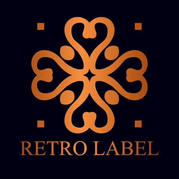 Modelo de logotipo dourado ornamental vintage com texto. Ilustração vetorial —  Vetores de Stock