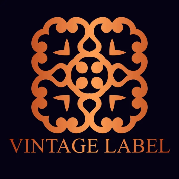 Vintage ornamental goldene Logo-Vorlage mit Text. Vektorillustration — Stockvektor