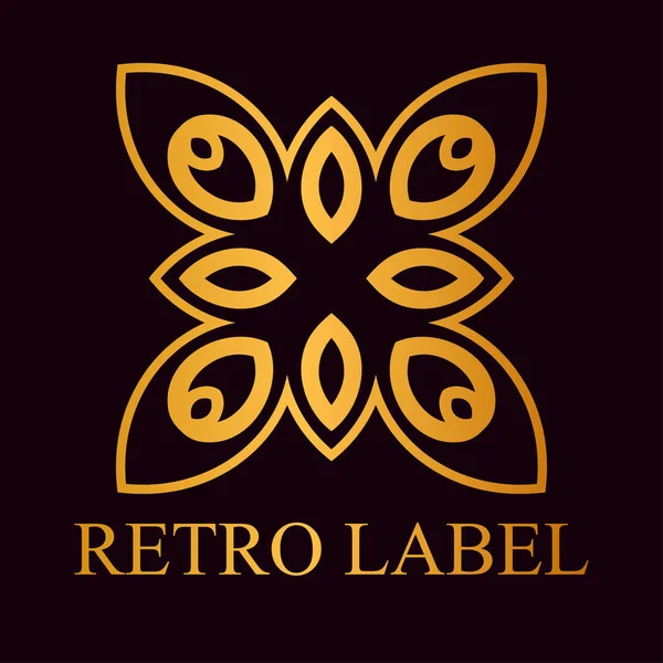 Plantilla de logotipo dorado ornamental vintage con texto. Ilustración vectorial — Vector de stock