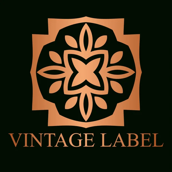 Modelo de logotipo dourado ornamental vintage com texto. Ilustração vetorial —  Vetores de Stock