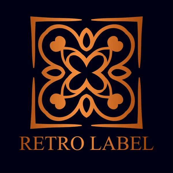 Modelo de logotipo dourado ornamental vintage com texto. Ilustração vetorial —  Vetores de Stock