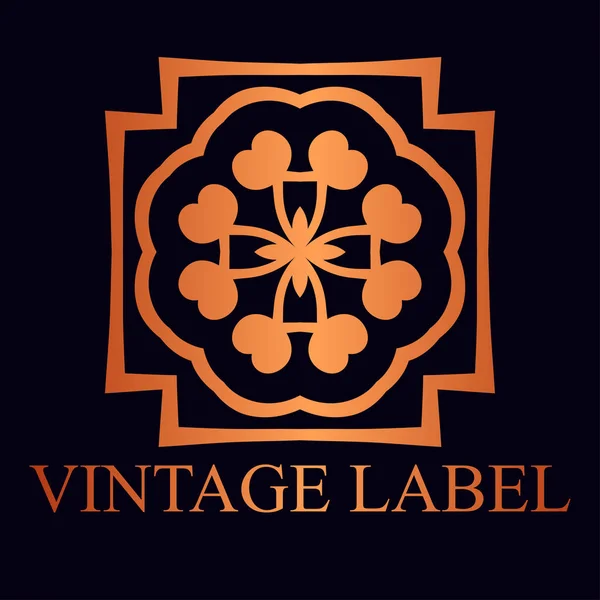 Mal for Vintage ornamental golden logo med tekst. Vektorillustrasjon – stockvektor